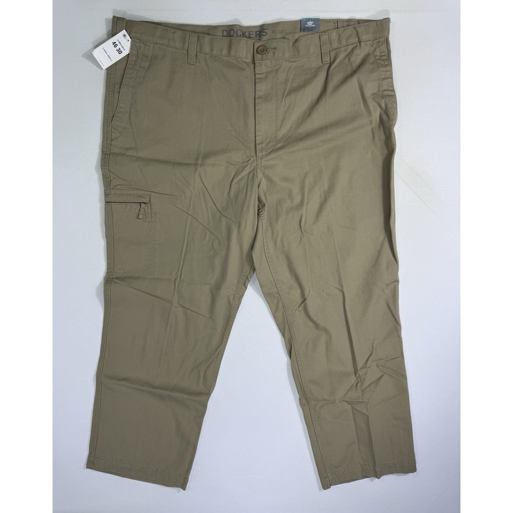 Dockers Pacific Comfort Cargo Pants Mens 46x30 NWT Khaki D3 Classic Fit Canvas
